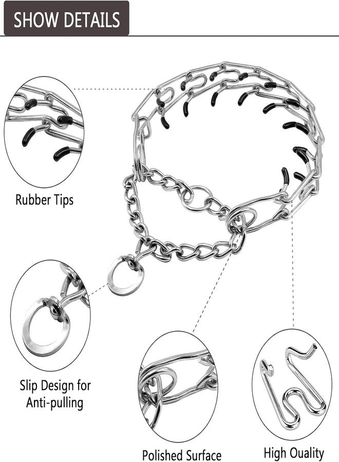 Pups&Pets Dog Prong Collar,Choke Collar for Dogs Pinch Training Collar,Detachable Adjustable Choke Collar with Comfort Rubber Tips, Metal Adjustable Large Medium Dog Pet Pinch Collar - Image 3